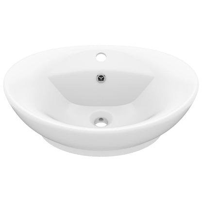 vidaXL Luxury Basin Overflow Oval Matt White 58.5x39 cm Ceramic