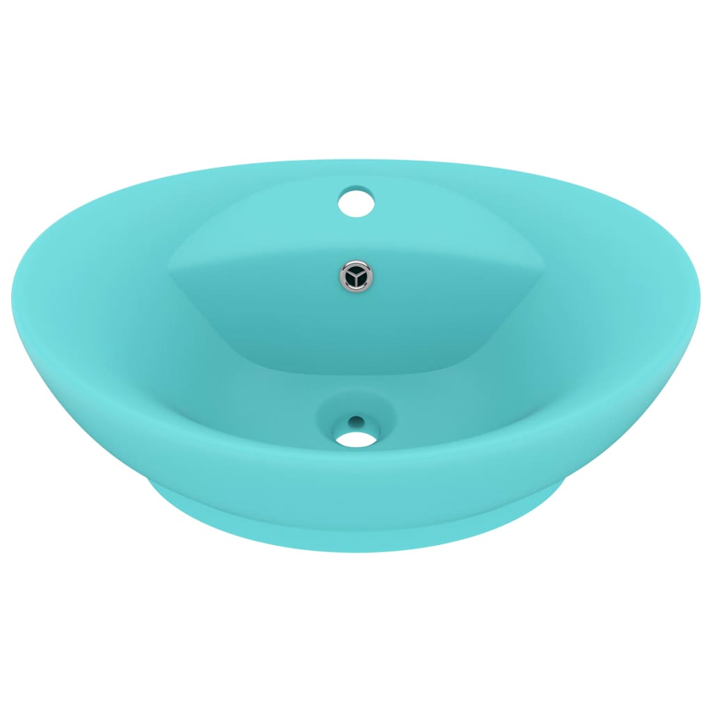 vidaXL Luxury Basin Overflow Oval Matt Light Green 58.5x39 cm Ceramic