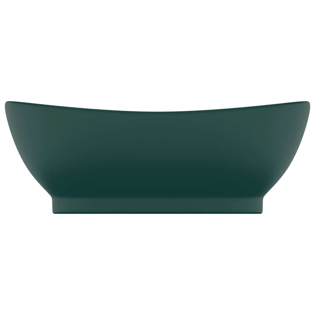 vidaXL Luxury Basin Overflow Oval Matt Dark Green 58.5x39 cm Ceramic