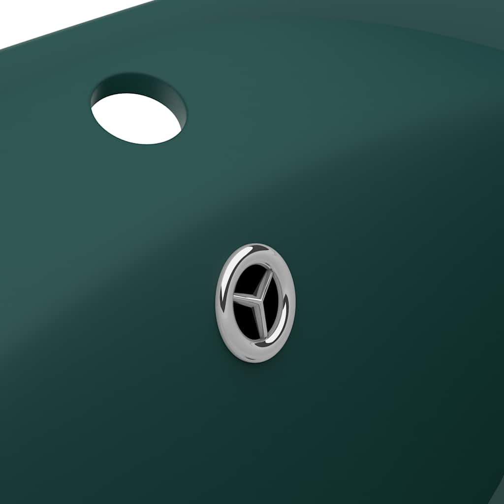 vidaXL Luxury Basin Overflow Oval Matt Dark Green 58.5x39 cm Ceramic