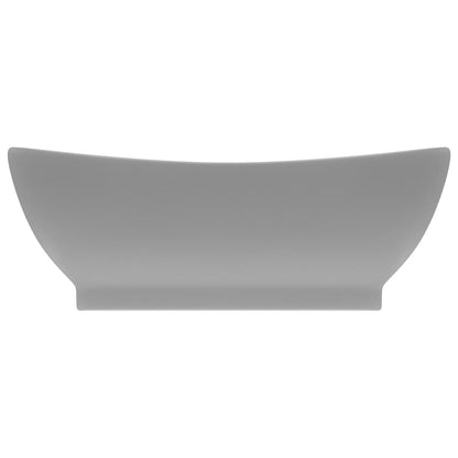 vidaXL Luxury Basin Overflow Oval Matt Light Grey 58.5x39 cm Ceramic