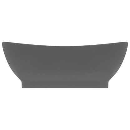 vidaXL Luxury Basin Overflow Oval Matt Dark Grey 58.5x39 cm Ceramic