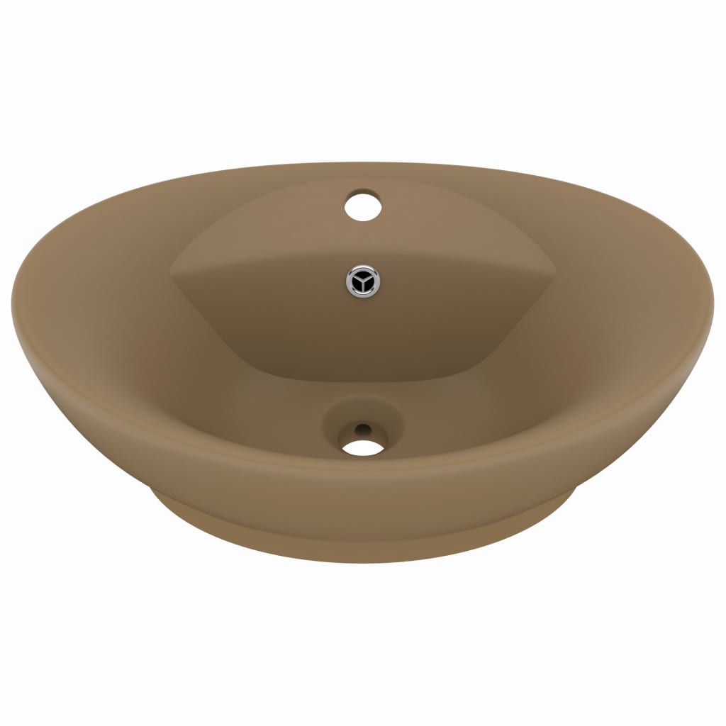 vidaXL Luxury Basin Overflow Oval Matt Cream 58.5x39 cm Ceramic