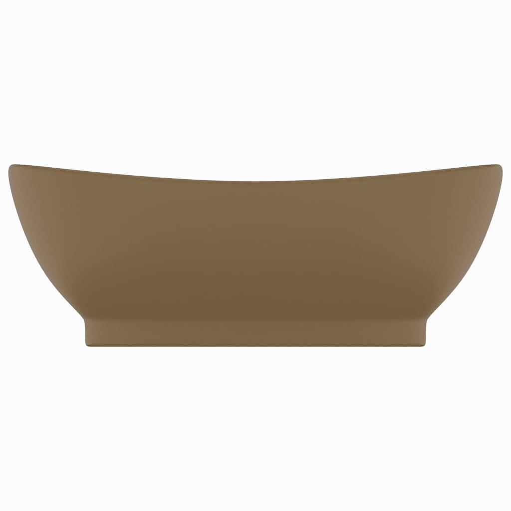 vidaXL Luxury Basin Overflow Oval Matt Cream 58.5x39 cm Ceramic
