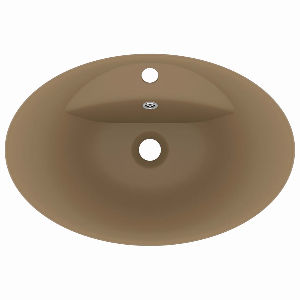 vidaXL Luxury Basin Overflow Oval Matt Cream 58.5x39 cm Ceramic
