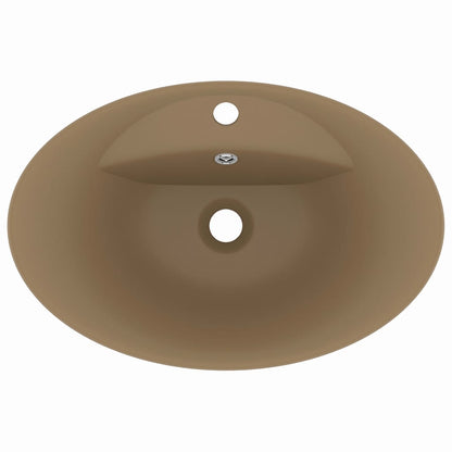 vidaXL Luxury Basin Overflow Oval Matt Cream 58.5x39 cm Ceramic