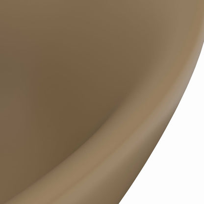 vidaXL Luxury Basin Overflow Oval Matt Cream 58.5x39 cm Ceramic
