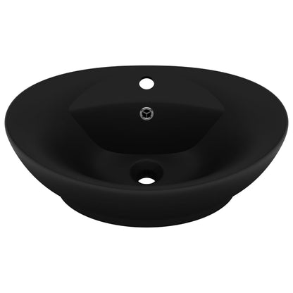 vidaXL Luxury Basin Overflow Oval Matt Black 58.5x39 cm Ceramic