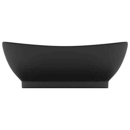 vidaXL Luxury Basin Overflow Oval Matt Black 58.5x39 cm Ceramic