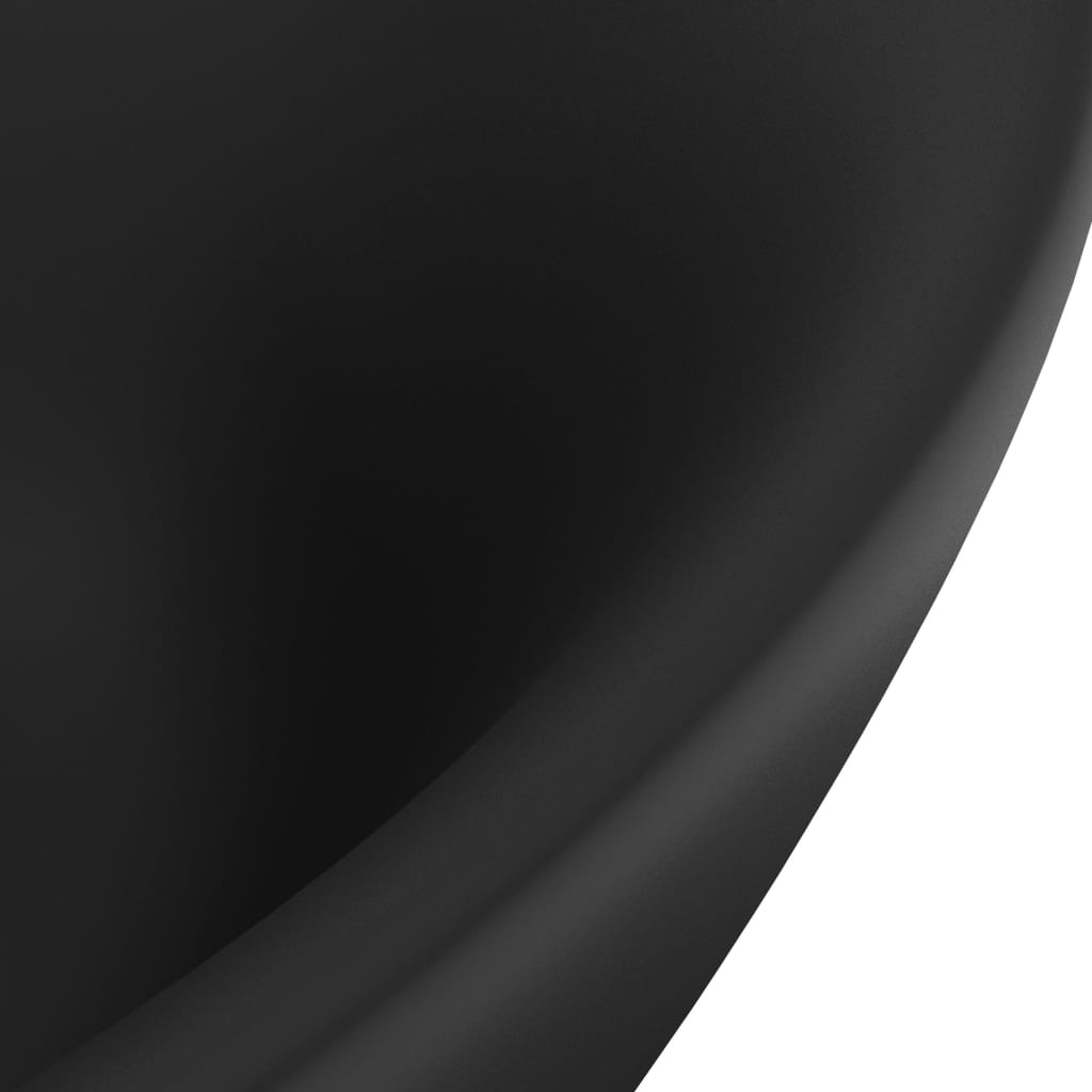 vidaXL Luxury Basin Overflow Oval Matt Black 58.5x39 cm Ceramic