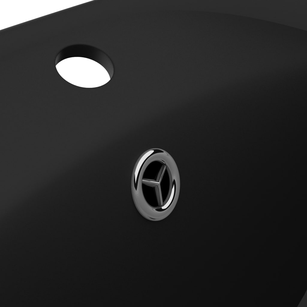 vidaXL Luxury Basin Overflow Oval Matt Black 58.5x39 cm Ceramic