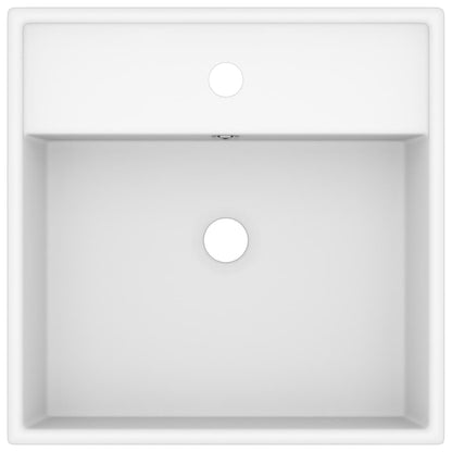 vidaXL Luxury Basin Overflow Square Matt White 41x41 cm Ceramic