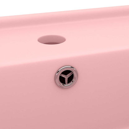 146944 vidaXL Luxury Basin Overflow Square Matt Pink 41x41 cm Ceramic