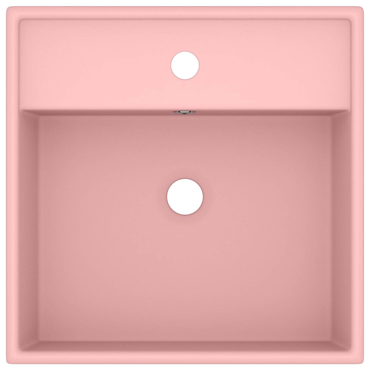 146944 vidaXL Luxury Basin Overflow Square Matt Pink 41x41 cm Ceramic