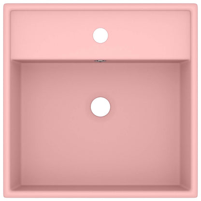 146944 vidaXL Luxury Basin Overflow Square Matt Pink 41x41 cm Ceramic