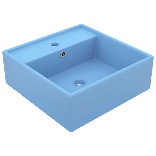 146945 vidaXL Luxury Basin Overflow Square Matt Light Blue 41x41 cm Ceramic