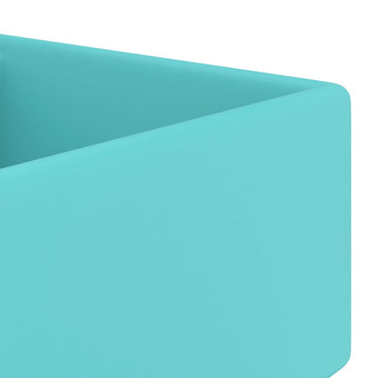vidaXL Luxury Basin Overflow Square Matt Light Green 41x41 cm Ceramic