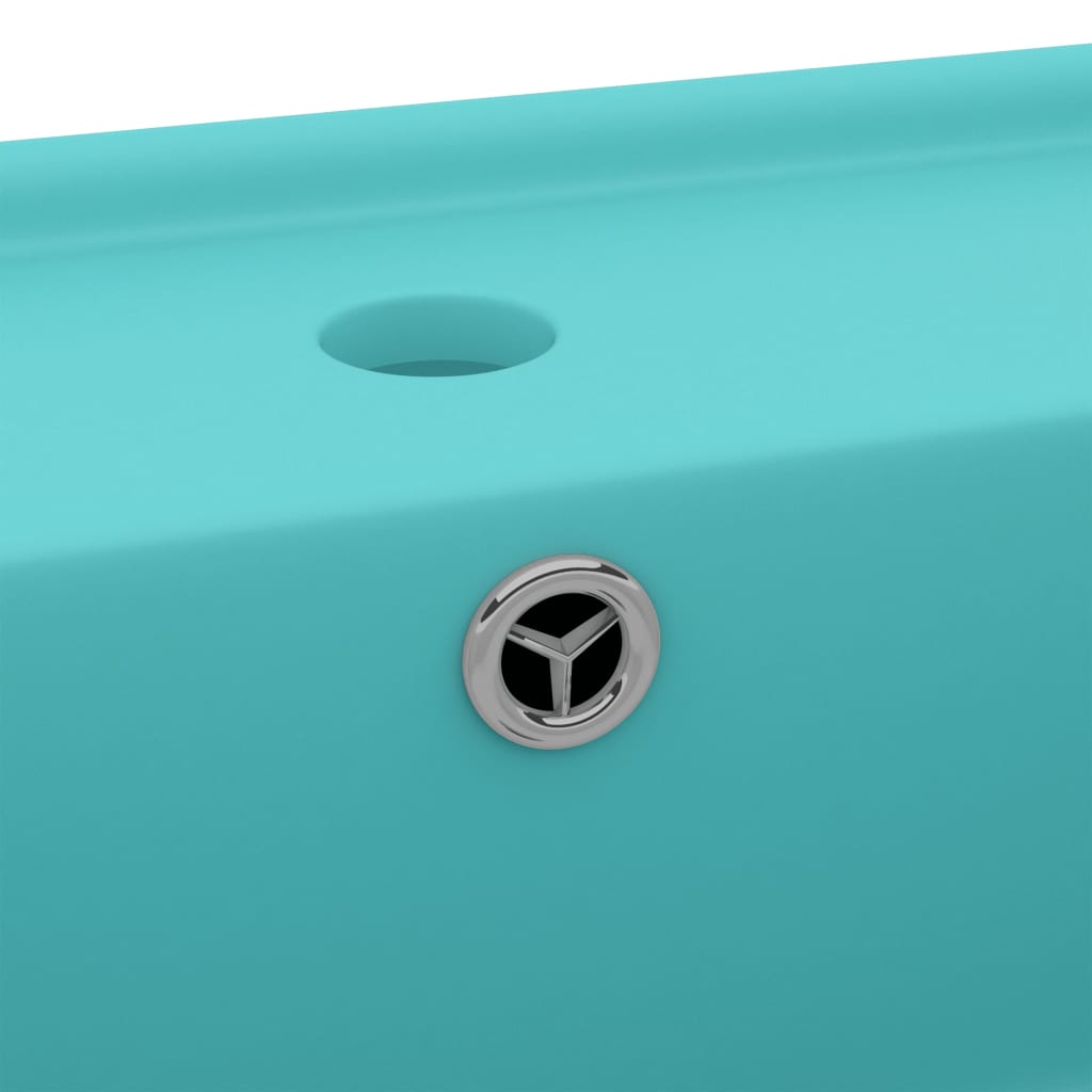 vidaXL Luxury Basin Overflow Square Matt Light Green 41x41 cm Ceramic