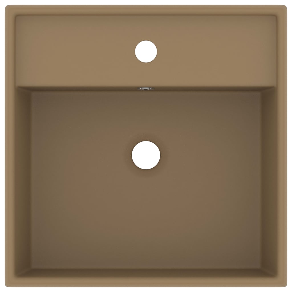 vidaXL Luxury Basin Overflow Square Matt Cream 41x41 cm Ceramic