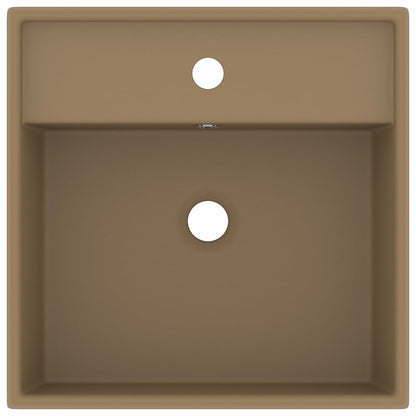 vidaXL Luxury Basin Overflow Square Matt Cream 41x41 cm Ceramic