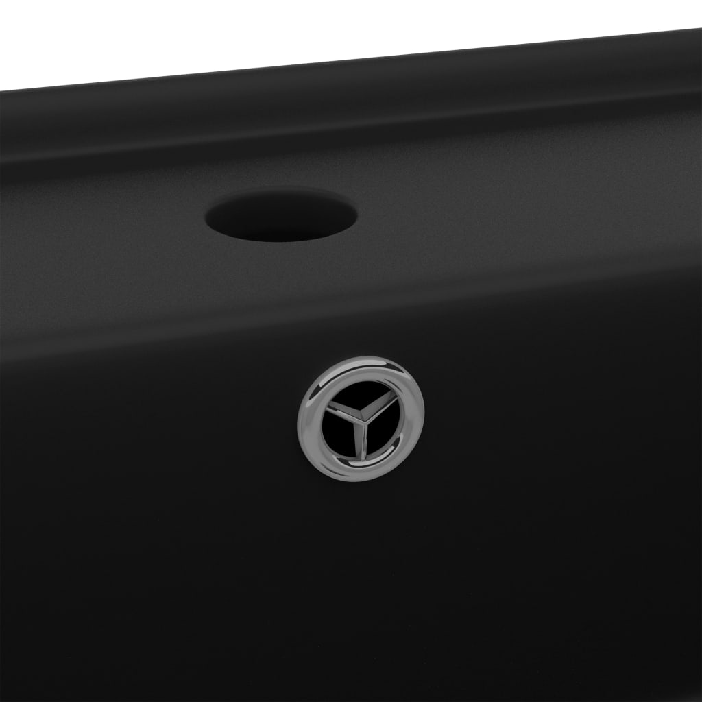 vidaXL Luxury Basin Overflow Square Matt Black 41x41 cm Ceramic