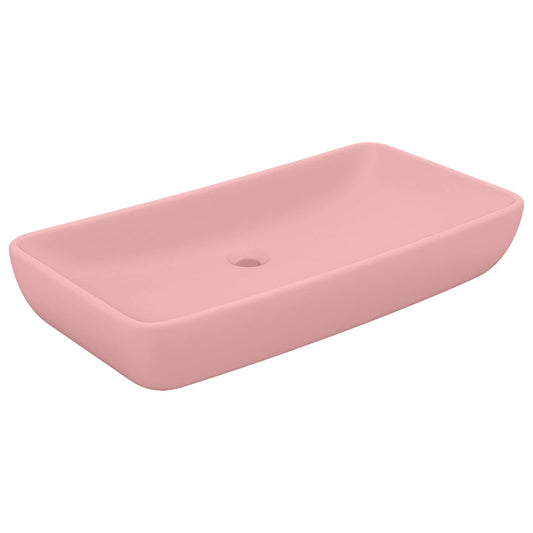 146955 vidaXL Luxury Basin Rectangular Matt Pink 71x38 cm Ceramic