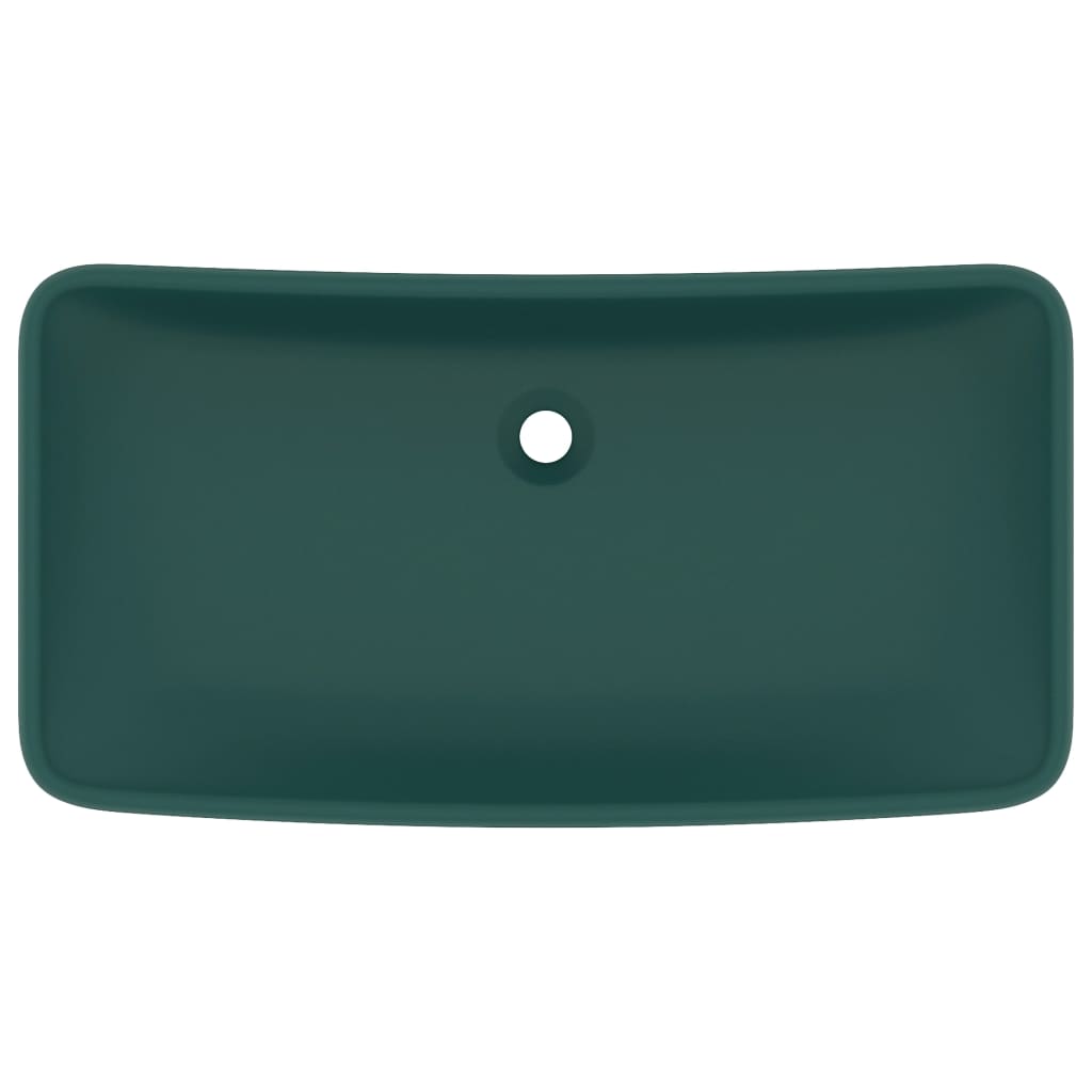 vidaXL Luxury Basin Rectangular Matt Dark Green 71x38 cm Ceramic
