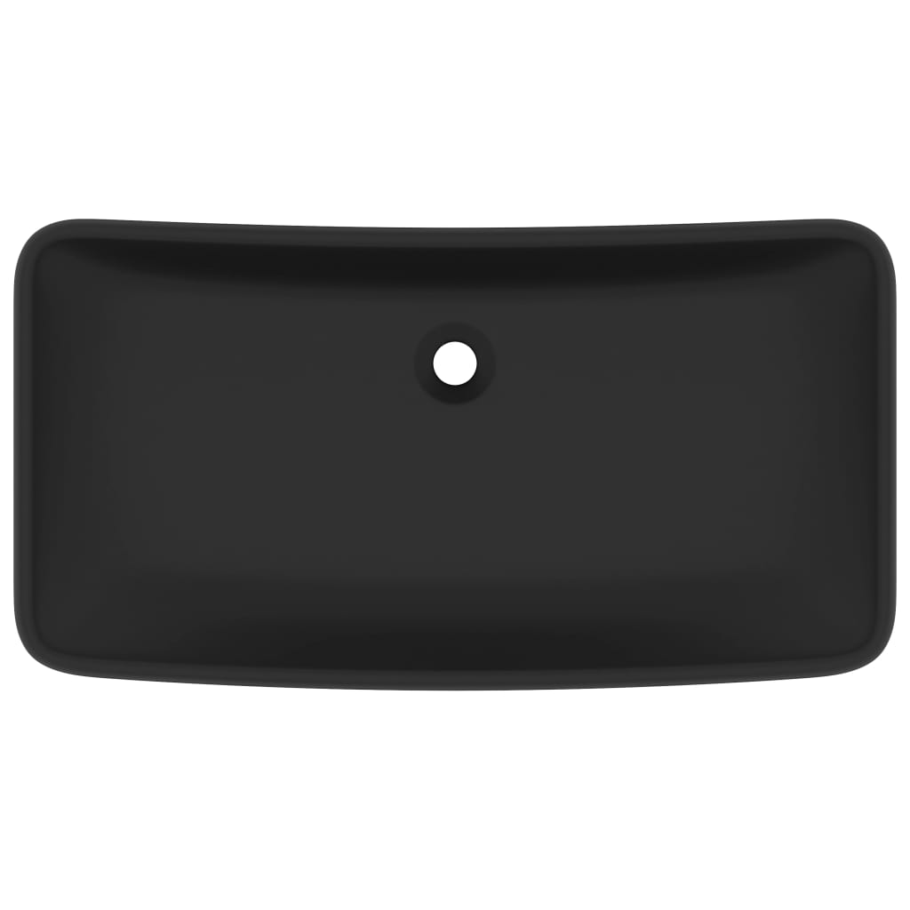 vidaXL Luxury Basin Rectangular Matt Black 71x38 cm Ceramic