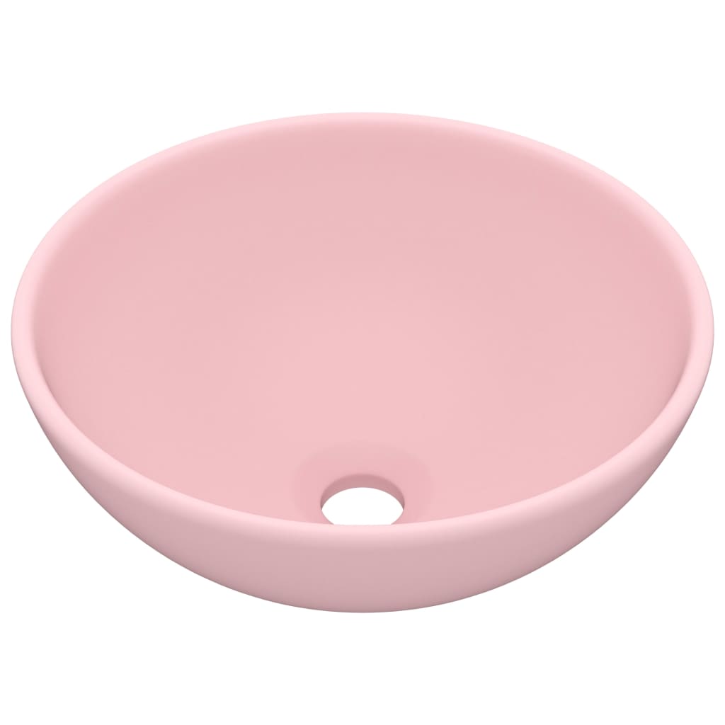 vidaXL Luxury Bathroom Basin Round Matt Pink 32.5x14 cm Ceramic