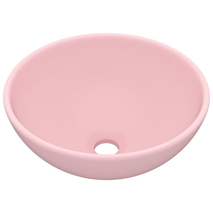 vidaXL Luxury Bathroom Basin Round Matt Pink 32.5x14 cm Ceramic