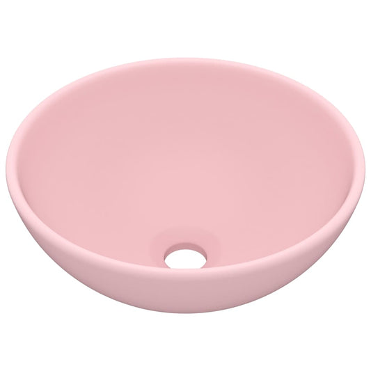 vidaXL Luxury Bathroom Basin Round Matt Pink 32.5x14 cm Ceramic