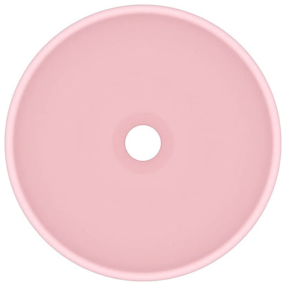 vidaXL Luxury Bathroom Basin Round Matt Pink 32.5x14 cm Ceramic