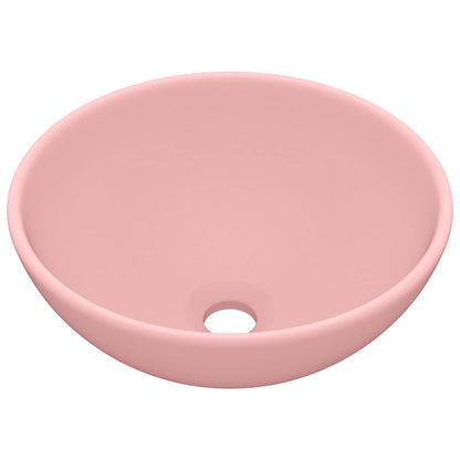 146966 vidaXL Luxury Bathroom Basin Round Matt Pink 32,5x14 cm Ceramic