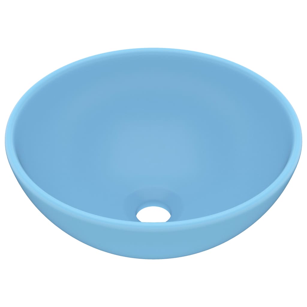 vidaXL Luxury Bathroom Basin Round Matt Light Blue 32.5x14 cm Ceramic