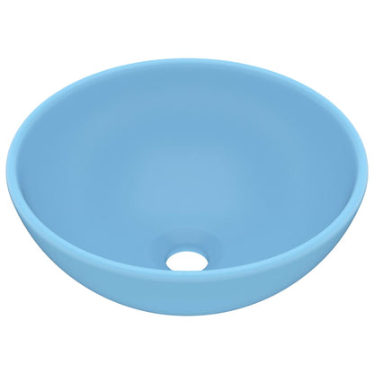 vidaXL Luxury Bathroom Basin Round Matt Light Blue 32.5x14 cm Ceramic
