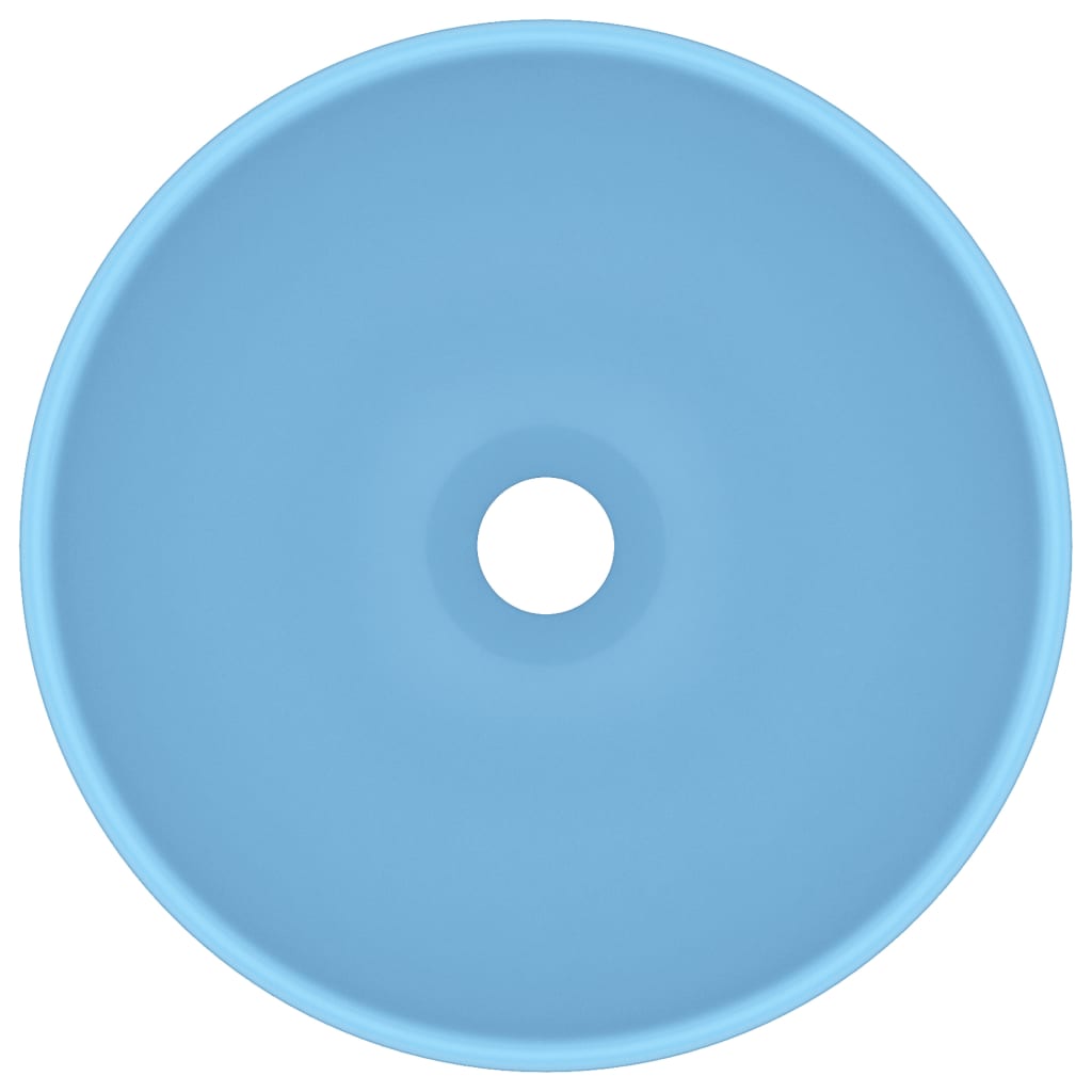 vidaXL Luxury Bathroom Basin Round Matt Light Blue 32.5x14 cm Ceramic