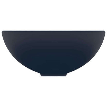 vidaXL Luxury Bathroom Basin Round Matt Dark Blue 32.5x14 cm Ceramic