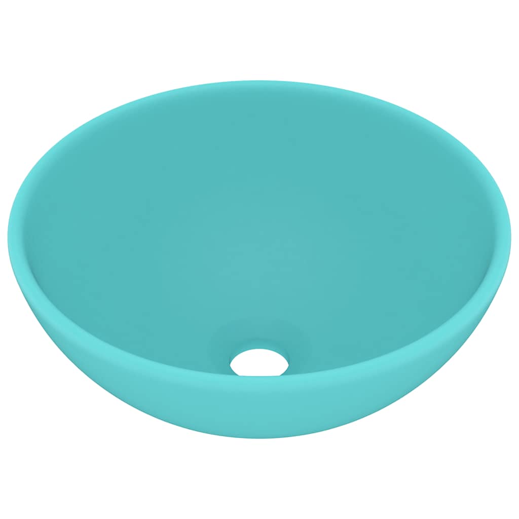 vidaXL Luxury Bathroom Basin Round Matt Light Green 32.5x14 cm Ceramic