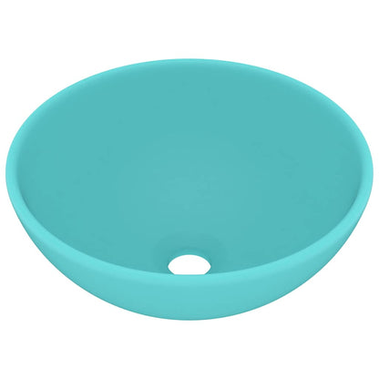 vidaXL Luxury Bathroom Basin Round Matt Light Green 32.5x14 cm Ceramic