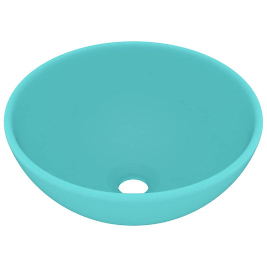 vidaXL Luxury Bathroom Basin Round Matt Light Green 32.5x14 cm Ceramic