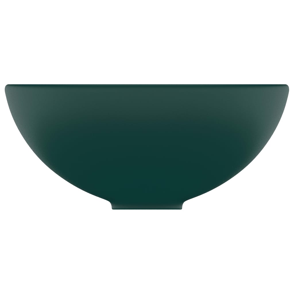vidaXL Luxury Bathroom Basin Round Matt Dark Green 32.5x14 cm Ceramic
