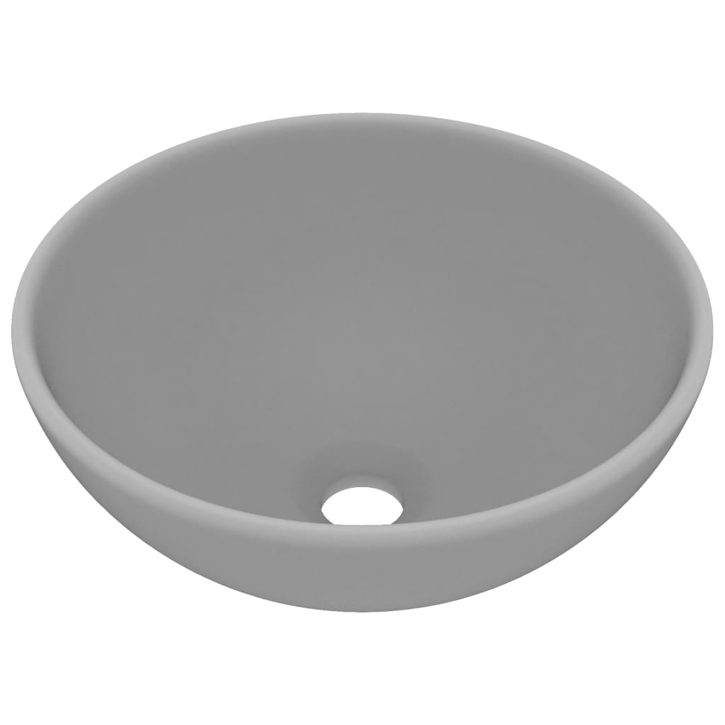 vidaXL Luxury Bathroom Basin Round Matt Light Grey 32.5x14 cm Ceramic