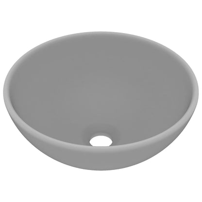 vidaXL Luxury Bathroom Basin Round Matt Light Grey 32.5x14 cm Ceramic