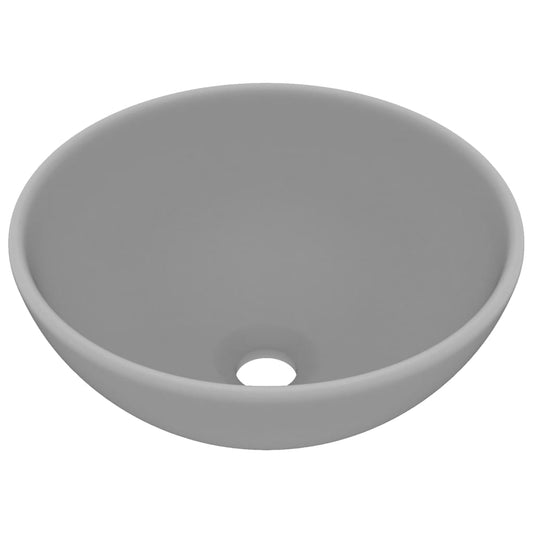vidaXL Luxury Bathroom Basin Round Matt Light Grey 32.5x14 cm Ceramic
