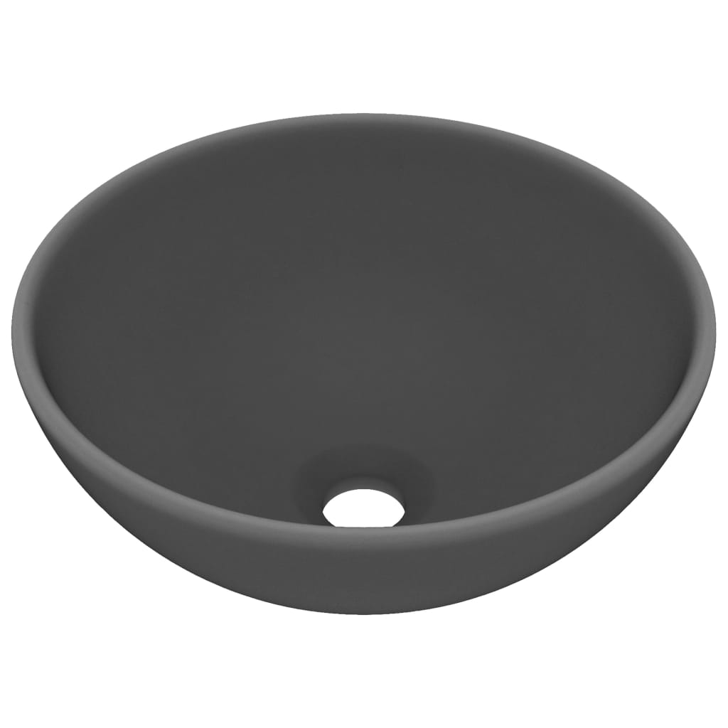 vidaXL Luxury Bathroom Basin Round Matt Dark Grey 32.5x14 cm Ceramic