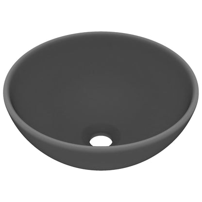 vidaXL Luxury Bathroom Basin Round Matt Dark Grey 32.5x14 cm Ceramic