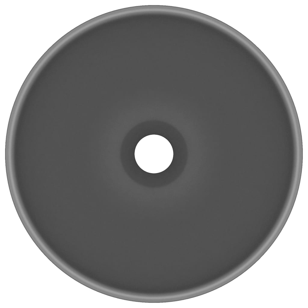 vidaXL Luxury Bathroom Basin Round Matt Dark Grey 32.5x14 cm Ceramic