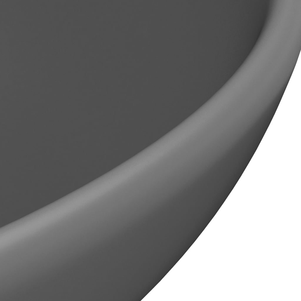 vidaXL Luxury Bathroom Basin Round Matt Dark Grey 32.5x14 cm Ceramic
