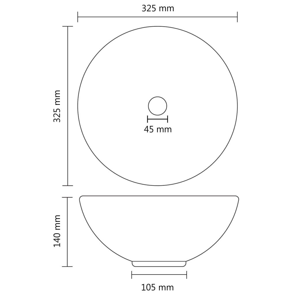 vidaXL Luxury Bathroom Basin Round Matt Dark Grey 32.5x14 cm Ceramic
