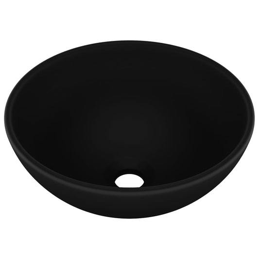 vidaXL Luxury Bathroom Basin Round Matt Black 32.5x14 cm Ceramic